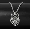 Hollow Wolf Head Pendant Necklace For Men Silver Color Stainless Steel Punk Forest Animals Wolf Long Chain Necklaces Jewelry294Y3901520