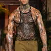 Débardeurs pour hommes Style européen et américain Hommes Gilet Mesh Transparent Perspective Respirant Tendance Fitness Wear Vêtements