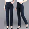 Dżinsy duże 38 dżinsów macierzyste z wiosennymi nowymi kieszeniami haftowymi wysoko taliny luźne proste spodnie nóg damskie dżinsowe spodnie