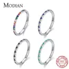 Modian arc-en-ciel CZ bagues pour femmes empilables mince 4 couleurs bande de fiançailles de mariage 925 en argent Sterling bijoux fins 2021 X071229K