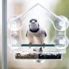 Anderer Vogelbedarf Fenster-Futterspender mit starken Saugnäpfen, transparenter Futterspender für den Außenbereich, herausnehmbares Tablett mit 2 Fächern