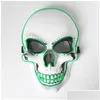 Jouets drôles Halloween fête squelette masque LED lueur effrayant Elwire Skl masques pour enfants année boîte de nuit mascarade Cosplay Costume A40 Dro Dhrun