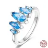 2023 REAL 925 Sterling Silver Colorful Sun Flower Cubic Zircon Rings Brillion For Women Wedding Engagement Birthday Jewelry Gift