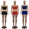 3 Kleuren Gestreepte Lijnen Tube Set Mode Vrouwen Sexy Strapless Crop Tops Met Shorts Casual Tweedelige Outfits 240110