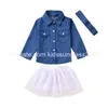 Kläder set söt tjej baby långärmad denim topp tutu kjol pannband trepiece set droppleverans barn moderskap dhxoa dhoyh