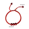 Strand elegante pulseira de corda vermelha contas redondas corrente de pulso ajustável chinês sorte pulseira trançado presente do dia dos namorados c63f