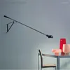 Lâmpadas de parede Nordic Long Rod Rocker Lâmpada Industrial Luz LED Braço Ajustável Triângulo Preto para Quarto Sala de Jantar