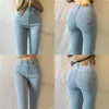 Jeans, hohe Taille, Damenjeans, dünn, schmal, eng, Damenhose, lange Länge