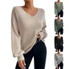 Women's T Shirts Autumn/Winter Solid Color Top V-Neck Long Sleeve Pit Striped Brushed T-shirt Loose Pullover Plus Size Tops For Women