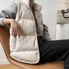 2023 Vrouwen Vest Jas Stand Kraag Winter Warm Oversize Tops Beige Chaleco Mujer Gilet Casaco Feminino 240130