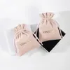 Jewelry 50pcs Pink Velvet Jewellry Gift Bags Personalized Logo Drawstring Jewelry Packaging Organizer Pouch for Wedding Party Decoration