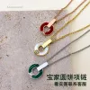 designer jewelry necklace Round Cake Coin Titanium Steel Inlaid Ceramic Necklace Women's Full Diamond Rose Gold Fashion Pendant Net Red Collar Chain