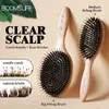 Brosse à cheveux en poils de sanglier, peignes en bois pour femmes, Massage du cuir chevelu, démêlant, peigne de barbier en chêne 240110