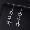 Dangle Earrings Teamer 3 Stars Drop Women Gold Color Fashion Stainless Steel Pentagram Pendientes Jewelry Birthday Gifts 2024