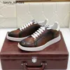 Berluti Zapatillas de deporte de cuero para hombre Top Berluti New Mens Scritto Zapatillas bajas estampadas Piel de becerro Zapatos casuales con cordones lavados a mano Rj