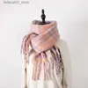 Halsdukar Autumn Winter Scves Women's Thick Warm Moft Skin Friendly Scarf Fashionable Colorful Plaid Daily Outfit With Sweet Sweet Shawl Q240111