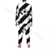 Ropa de dormir para hombres Conjuntos de pijamas para hombres Patrón de fútbol Ropa de dormir de manga larga Ropa de casa masculina