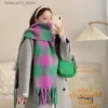 Scarves Luxury Winter Cashmere Scarf Women Design Plaid Warm Pashmina Blanket Horse Scarves Female Shawl Wraps Thick Foulard Bufanda Q240111