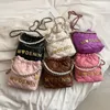 Princess Children Luxury Design Diamond Lattice Leather Handbag Pearl Handle Toddler Kids Little Girl Cute Crossbody Purse 240111