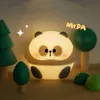 1 st led nattljus, söt panda tecknad djur silikonlampa, USB -laddningsbar tidpunkt sovlampa, kreativt sovrum sovrum lampa, för heminredning