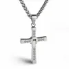 Men 316L Stainless Steel Europe/America Hip Hop Fashion Personalized Crystal Fashion Cross Pendant Necklaces for Men