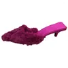 Hausschuhe Schuhe Für Frauen 2024 Mode Herbst Geschlossene Zehe Lässige Frauen Einfarbig Spitzen Flock Mittlere Ferse Zapatillas De mujer