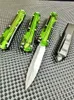 Grön aluminiumlegering + transparent akrylhandtag Micro Tech UT85 OTF Auto Knife 3.346 "D2 Steel Blad Camping Outdoor Tactical Combat Self-Defense Knives BM 3300 4600