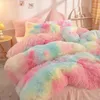 Piumino in velluto cammello da 3/4 pezzi Set di biancheria da letto matrimoniale invernale super caldo Set di lenzuola in peluche di colore solido Copripiumino 240111