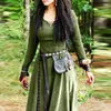 Casual Dresses LIGENTIEMAN Medieval A1 Vintage Solid Color Long Dress Women Sleeve Maxi Robe Fairy Elven