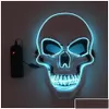 Jouets drôles Halloween fête squelette masque LED lueur effrayant Elwire Skl masques pour enfants année boîte de nuit mascarade Cosplay Costume A40 Dro Dhrun