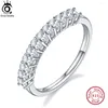 Cluster Rings ORSA JEWELS Oval Cut Moissanite Band 925 Sterling Silver Half Eternity Finger Ring For Women Propose Gift SMR76
