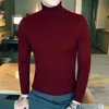 가을 겨울 터틀넥 풀오스 따뜻한 단색 남자 스웨터 슬림 풀오버 남자 니트 스웨터 바닥 셔츠 240111