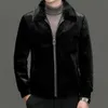 Осенне-зимнее пальто из искусственного норкового флиса, модный меховой топ, мужское элитное пальто, повседневная молодежная куртка среднего возраста, черный кофе 240110