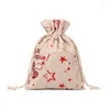 Kopplingspåsar Hessian Christmas Burlap Flat Bag Sack för Party Pack 13 18 cm