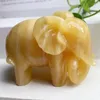 Decorative Figurines 10CM Natural Yellow Calcite Elephant Crystal Quartz Hand Carved Cute Home Decor Children Christmas Gift 1pcs