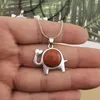 Pendant Necklaces Crystal Natural Stone Necklace For Woemn With Round Inlaid Elephant Image Cute Animal Fashion Party Luminous Jewelry