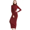 2023 Moda Mujer Vestido de fiesta sexy Estilo de punto Manga larga Cuello alto Invierno Maxi Slim Ropa de trabajo Vestidos de oficina 240130