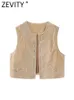 Zevity Dames Vintage O-hals Pailletten Bloem Borduren Kort Vest Jas Dames Mouwloos Casual Fluwelen Vest Tops CT3020 240111