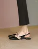 Sandali da donna con tacco basso da lavoro d'ufficio estate 2024 stampa scarpe da donna nere calzature quotidiane antiscivolo chic ed eleganti
