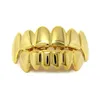 Hip Hop zęby Grillz 14K prawdziwe złoto plastowane punkowe górne dolne grilla Zestaw dentystyczny