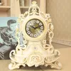 Vintage Table Clock European Style French Decorative Analog Desk Clock Non-Ticking Battery Operated for Living Room Shelf 240110