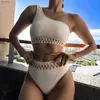 Women's Swimwear Sexy One Shoulder High Waist Bikinis 2024 Textured Woman Bathing Suits Brazilian Bikini Two-piece Swimsuit Women Outfit YQ240112