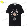 Męskie koszulki Casablanca Tshirt Mężczyźni Kobiety 1 1 Fashion Casual High Street Castle Flower Print Summer Białe Czarne czarne krótkie rękaw T240112