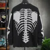 Partihandel herrtröjor stickade jacquard mönster plus storlek lös vinter topp halloween stickad cardigan 240111