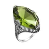 Trendy Peridot Ring Marquise Gemstones Real 925 Sterling Silver Rings for Women Birthstone August Engagement Smycken 240112