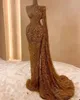 Sparkly Feather Mermaid Evening Dresses One Shoulder Prom Dress Sequined See Through Plus Size Custom Made Special Occasion Dresses