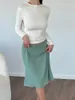 Rokken Effen Kleur Casual Dames Midi Elegante Lage Taille Uitlopende Zomer Lente Mode A-lijn Faldas