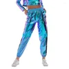 Women's Pants Women Shiny Reflective Stretchy Faux Leather Patent Trousers Lady Club Dance Party Y2K Streetwear