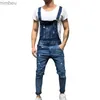 Mäns jeans mode mäns rippade jeans jumpsuits hi street nödställda denim hakgängs overaller för man suspender byxor storlek s-xxxll240112