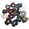 Women Girls reversible Shiny Sequin Scrunchies Glitter Hair Ties Ponytail Holders Rope Dance scrunchy Elastic Hair Bands Accessories ZZ